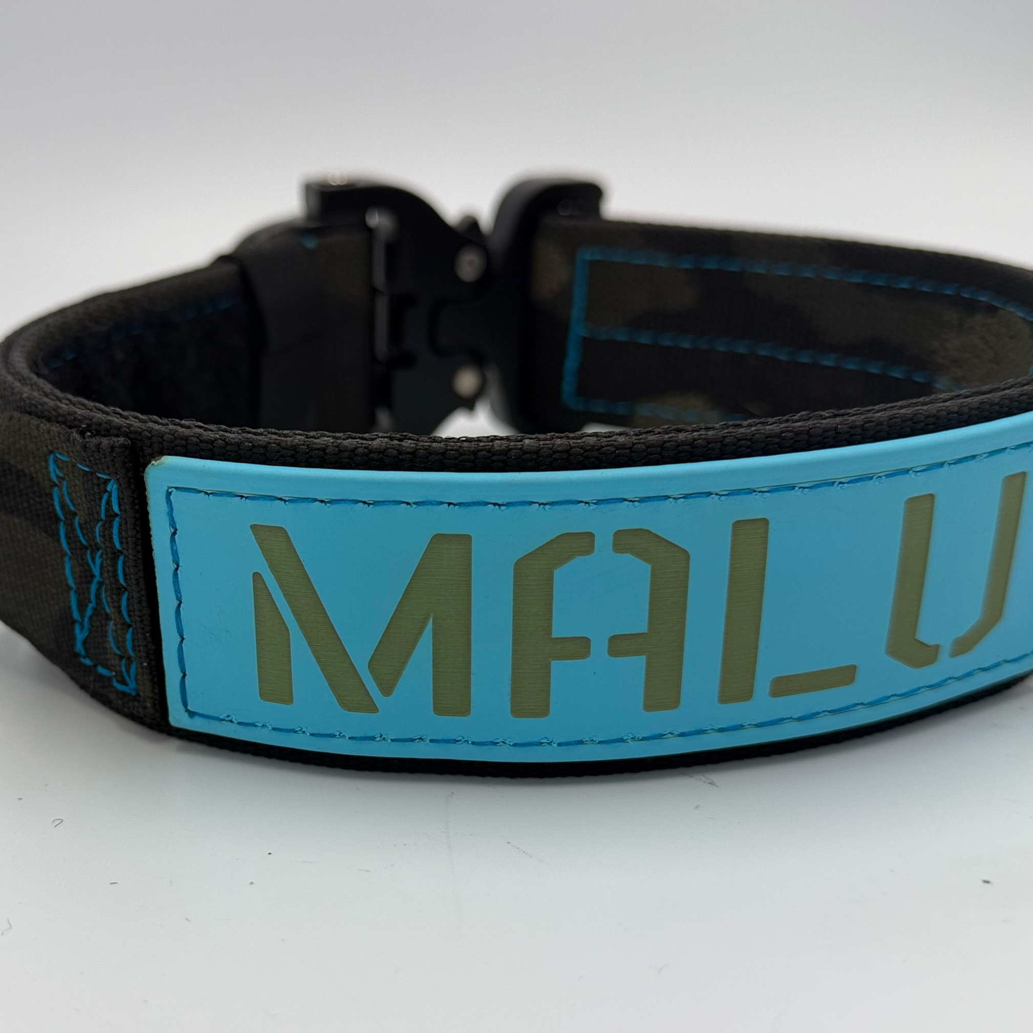 Titan Tactical Series dog collar with COBRA® buckle, control handle, and BioThane personalized tag – American Ruffneck Collars