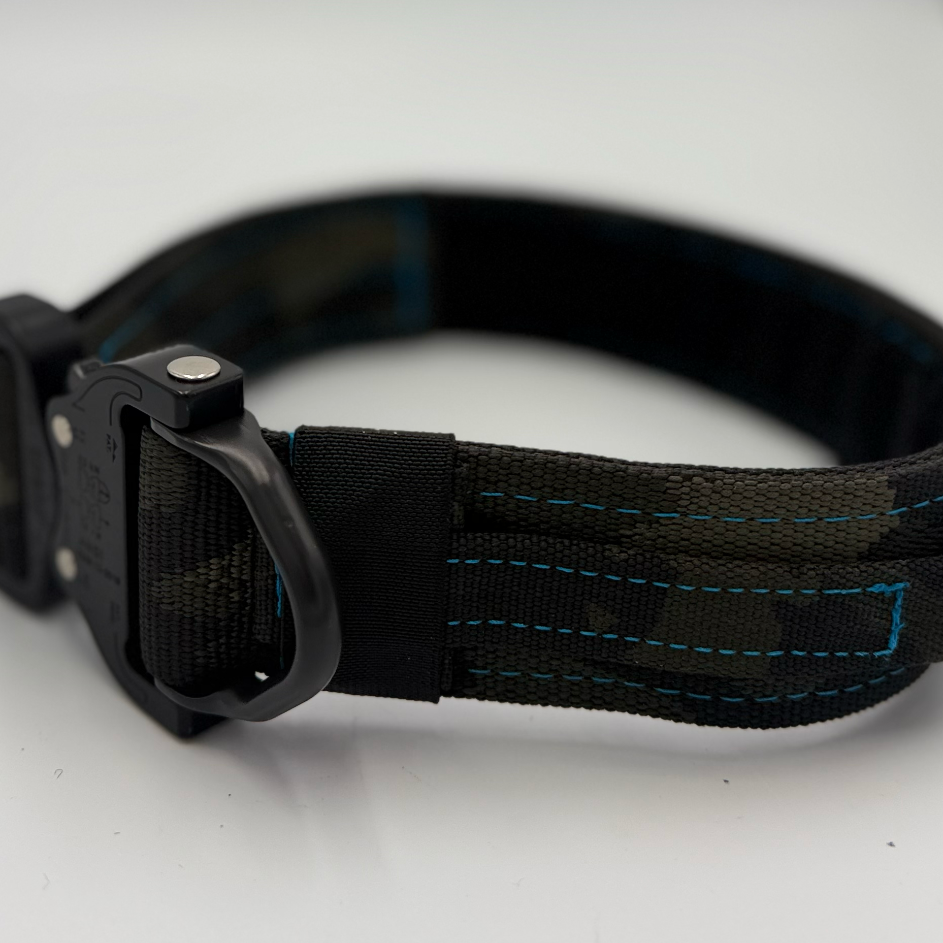Titan Tactical Series dog collar with COBRA® buckle, control handle, and BioThane personalized tag – American Ruffneck Collars
