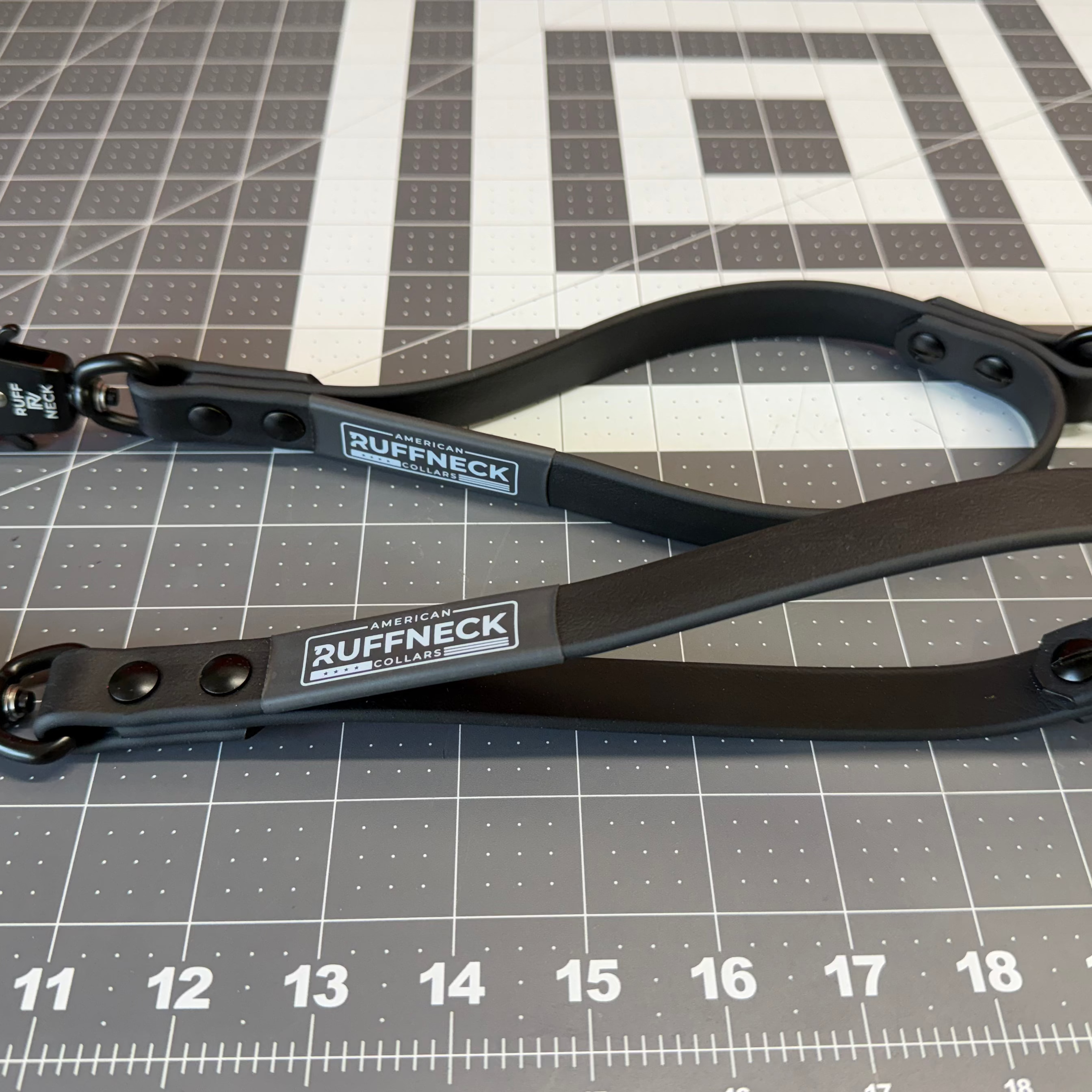 American Ruffneck Collars Close Quarters Control dog leash in black, showing durable nylon material and padded handle for secure control