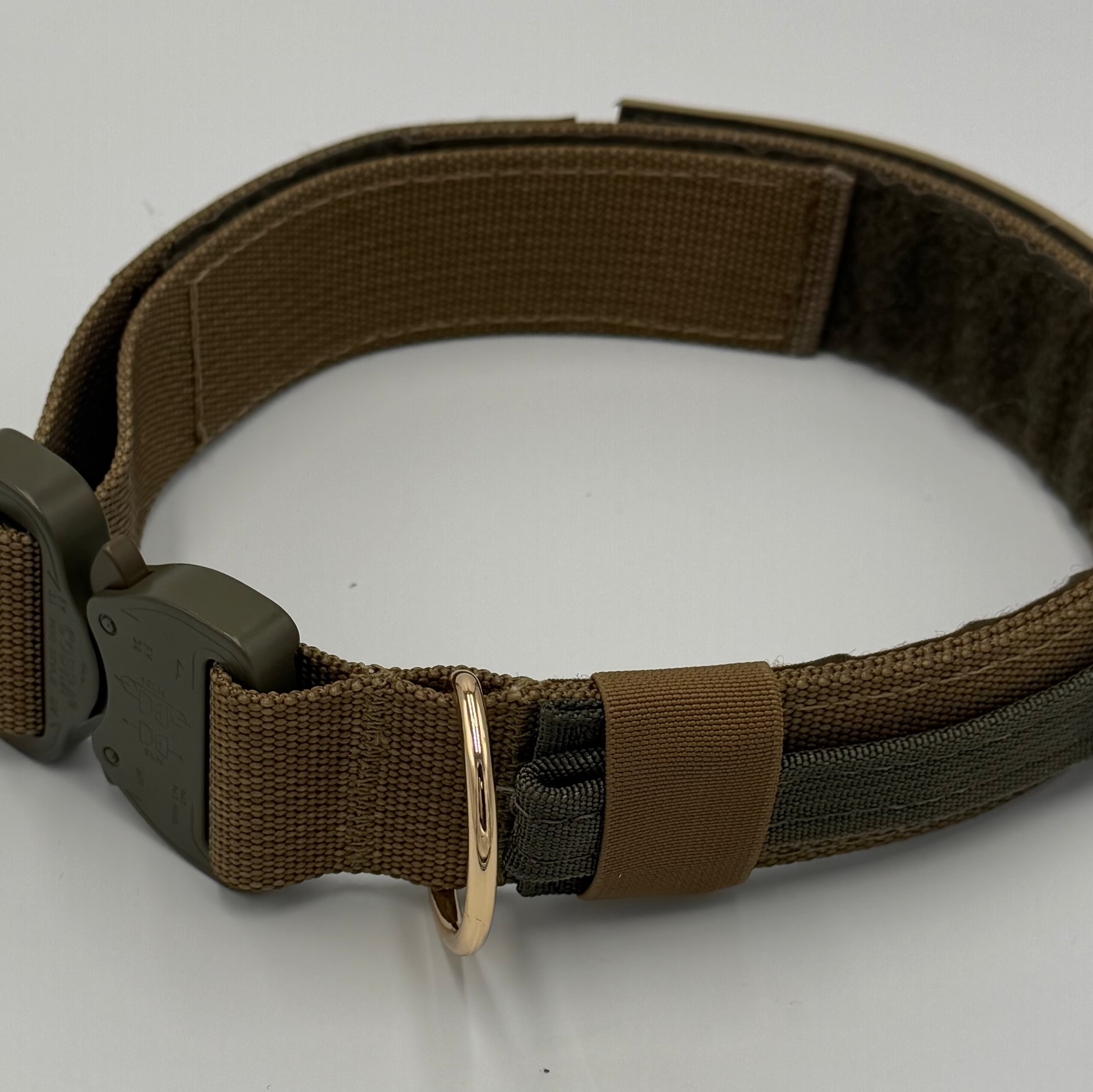Titan Tactical Series dog collar with COBRA® buckle, control handle, and BioThane personalized tag – American Ruffneck Collars