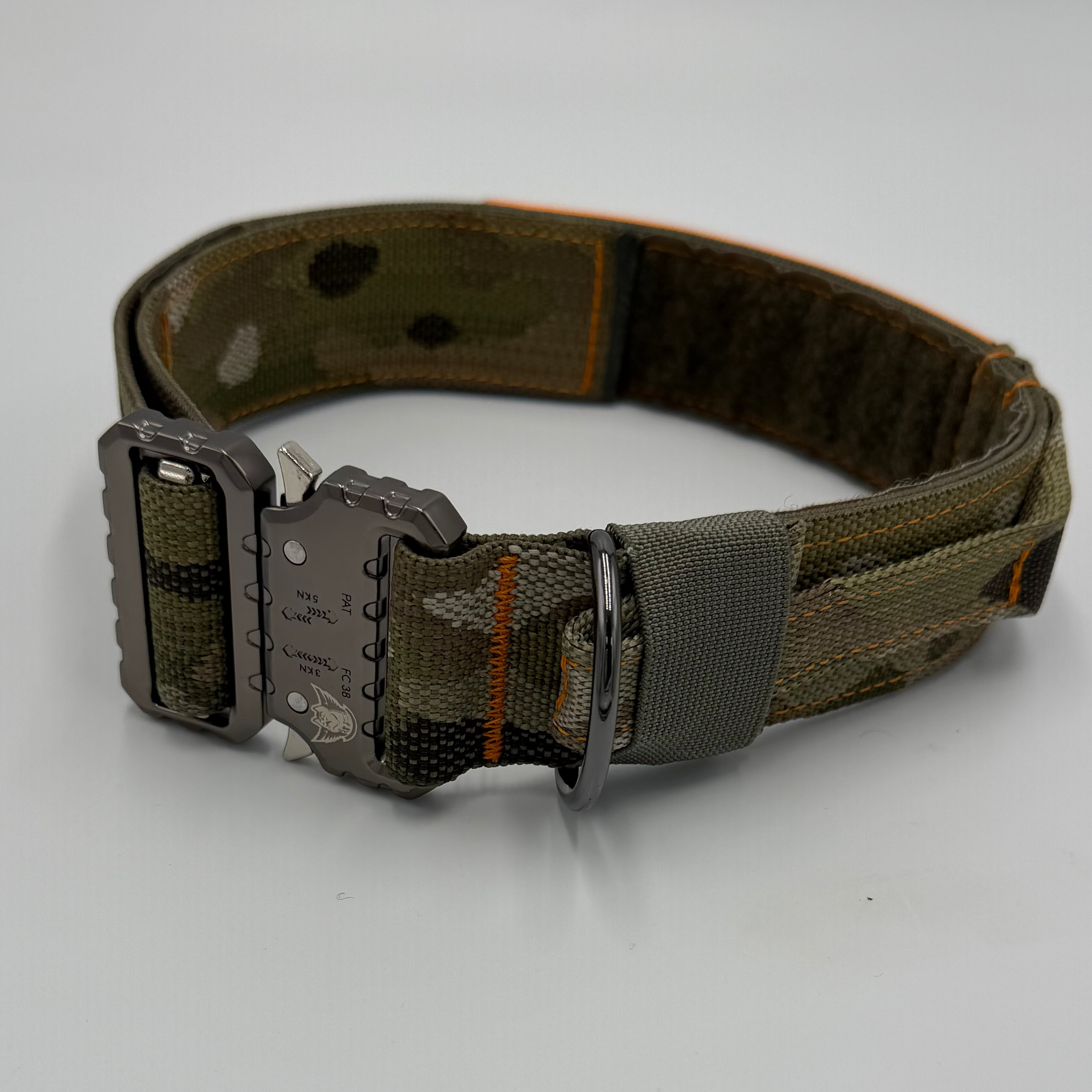 Titan Tactical Series dog collar with COBRA® buckle, control handle, and BioThane personalized tag – American Ruffneck Collars