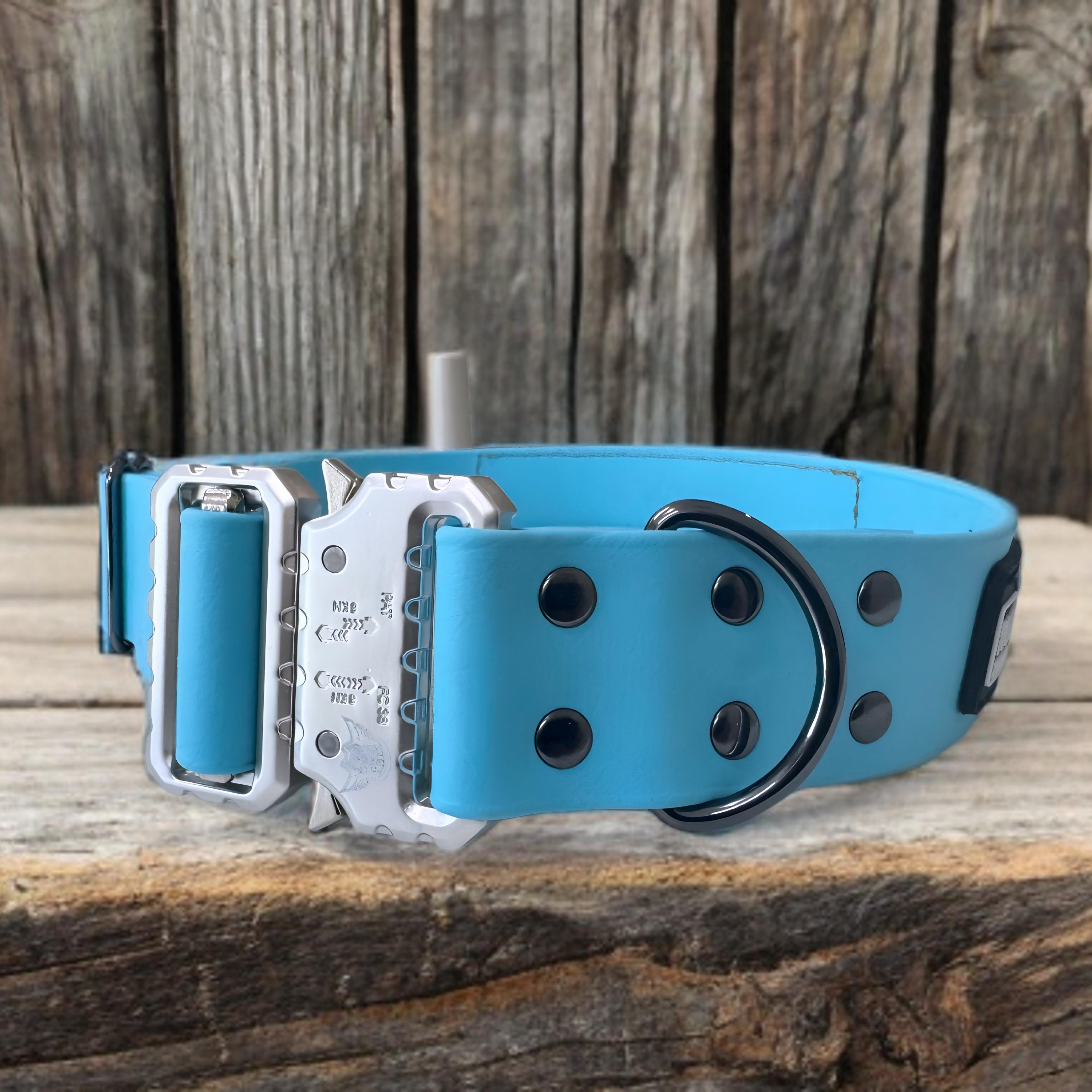 Biothane dog collar from American Ruffneck Collars, adjustable Atlas model with custom build, showcasing durable, comfortable pet accessory.