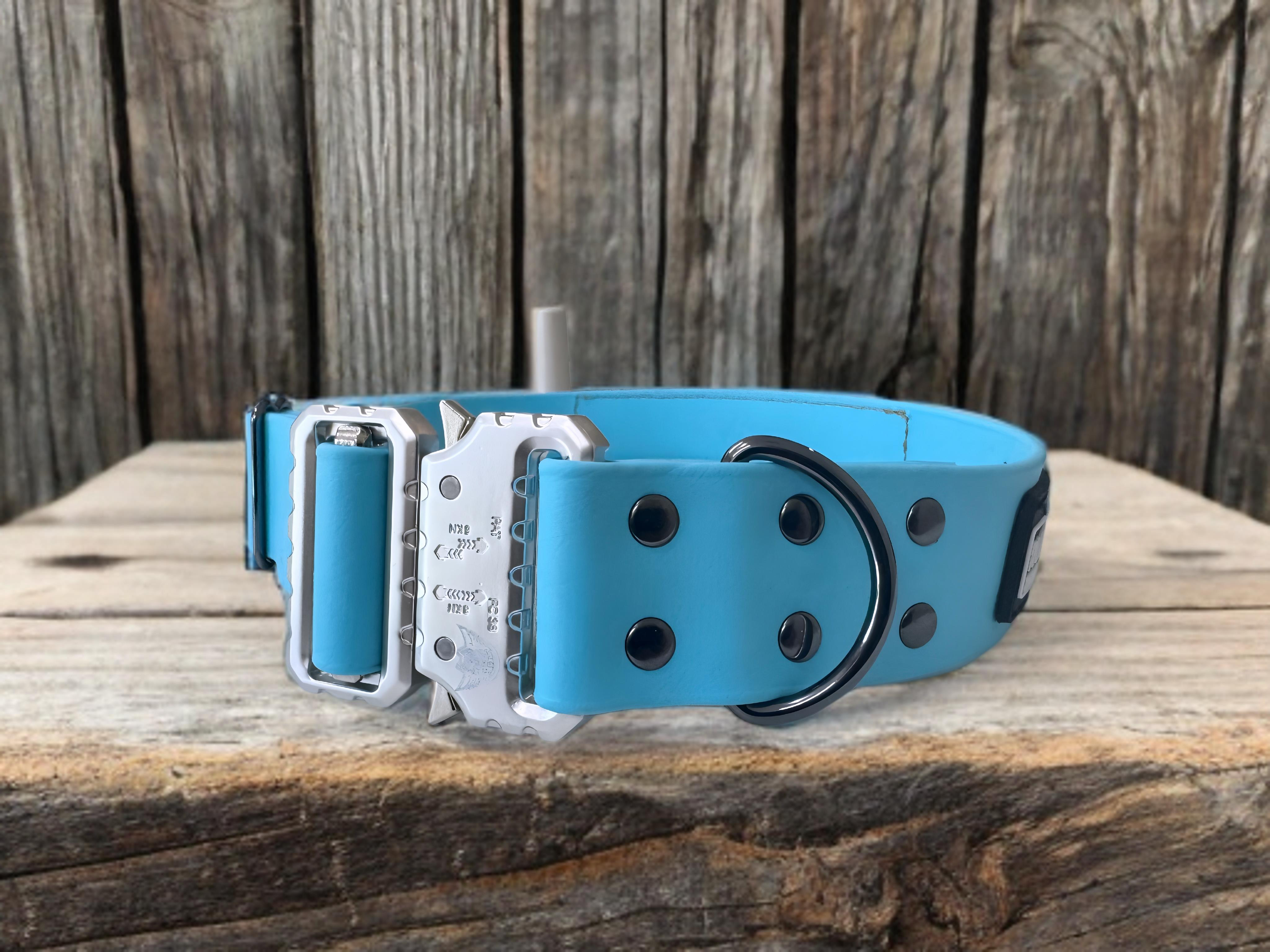 Biothane dog collar from American Ruffneck Collars, adjustable Atlas model with custom build, showcasing durable, comfortable pet accessory.