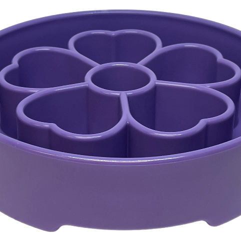 Pink Flower Design eBowl from SodaPup/True Dogs, LLC features a slow feeder bowl for dogs with a colorful floral pattern.