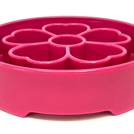Pink Flower Design SodaPup EBOWL slow feeder bowl for dogs with flower pattern, made for enriching and slowing down mealtime.