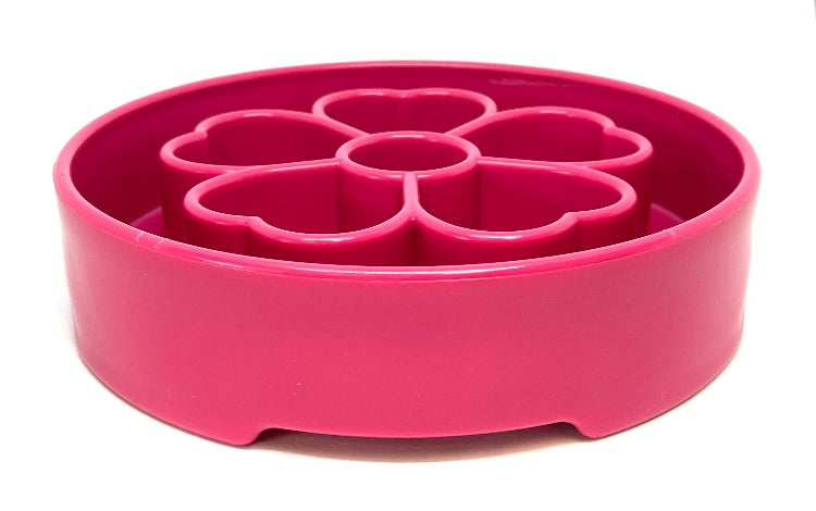 Pink Flower Design SodaPup EBOWL slow feeder bowl for dogs with flower pattern, made for enriching and slowing down mealtime.