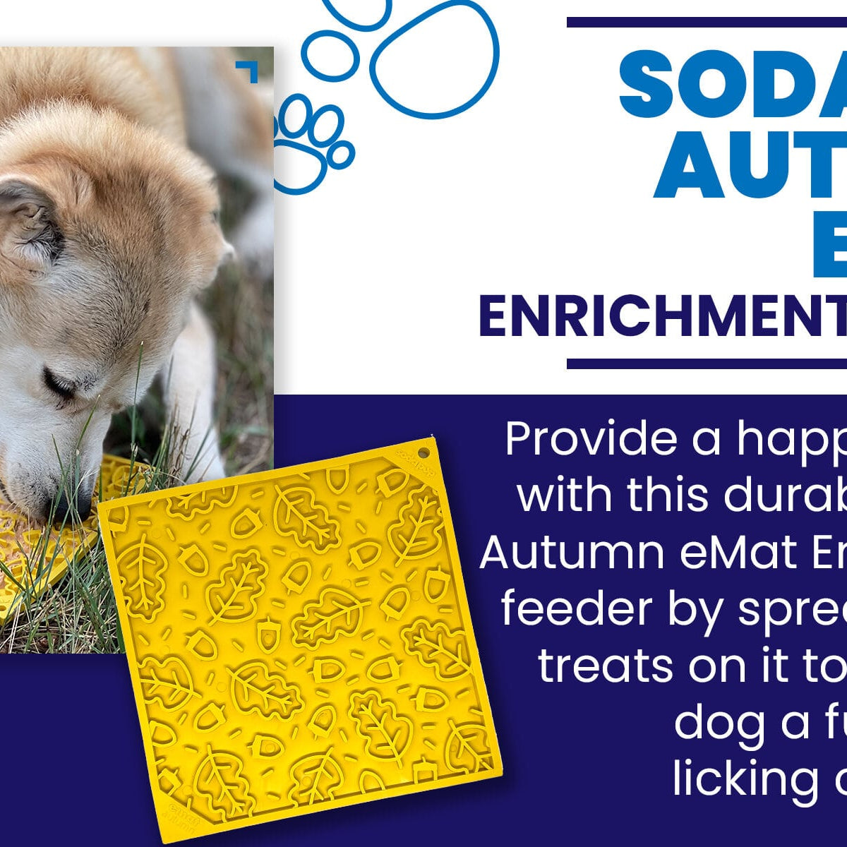 Autumn design EMAT enrichment lick mat by SodaPup, featuring fall-themed patterns for dog enrichment and play.