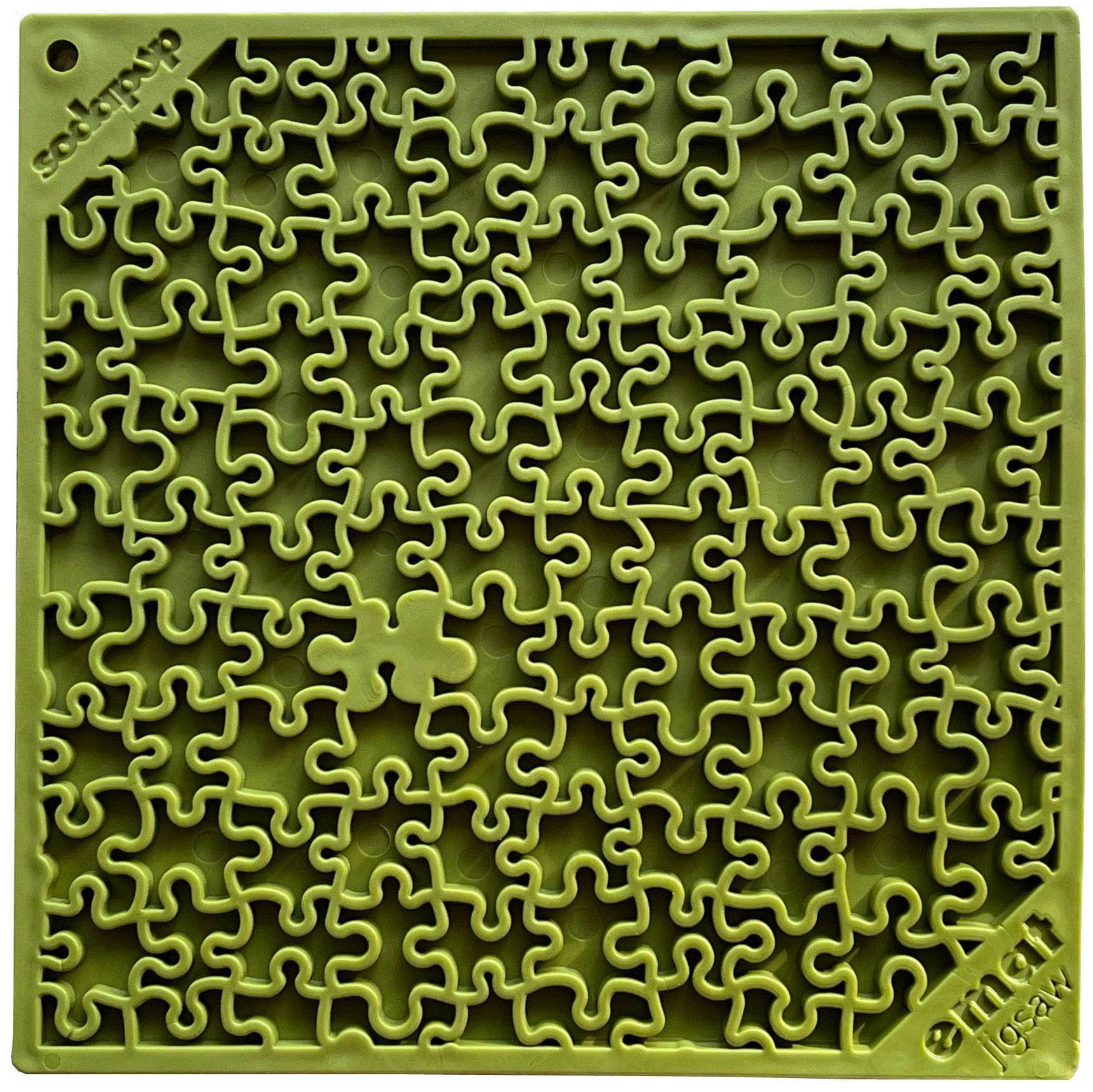 Blue Jigsaw Design EMAT enrichment lick mat by SodaPup, featuring a puzzle pattern for dog's mental stimulation.