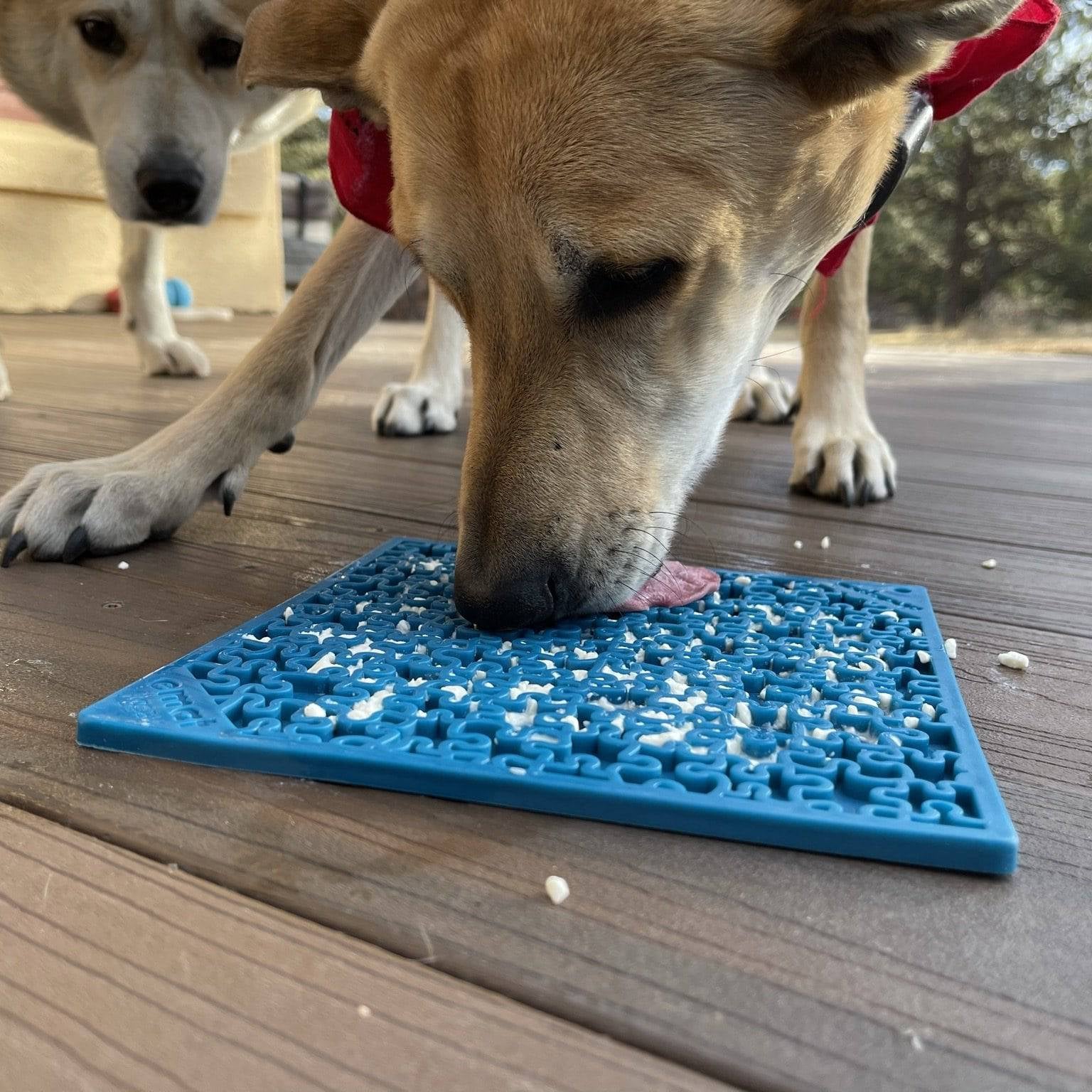 Blue SodaPup True Dogs EMAT Jigsaw Design enrichment lick mat with puzzle pattern for interactive dog play and mental stimulation.