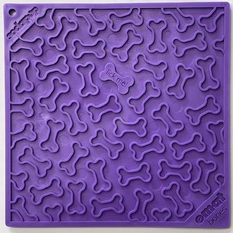 Purple Bones Design eMat enrichment lick mat by SodaPup for dogs, featuring a textured surface for interactive play and mental stimulation.