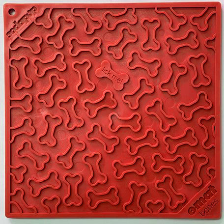 Purple Bones Design eMat Enrichment Lick Mat by SodaPup for dogs, featuring a textured surface for interactive licking fun.