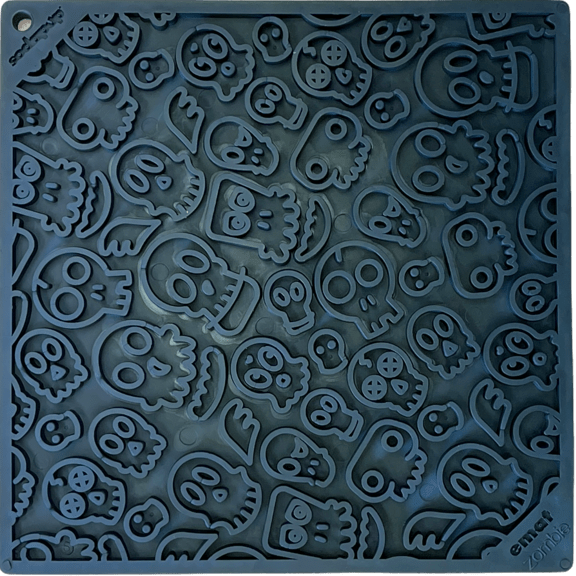 Black Zombie Design EMAT enrichment lick mat by SodaPup/True Dogs, LLC, featuring a detailed zombie graphic for dog enrichment.