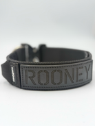 Titan Tactical Elite Dog Collar featuring 1.75" Mil-Spec Type 13 nylon webbing, a genuine AustriAlpin COBRA® Integrated D-Ring Buckle, RuffLock Retained Handle System, and the exclusive RuffTag Personalized BioThane Identification System. Handmade in the USA by American Ruffneck Collars. Biothane view. 