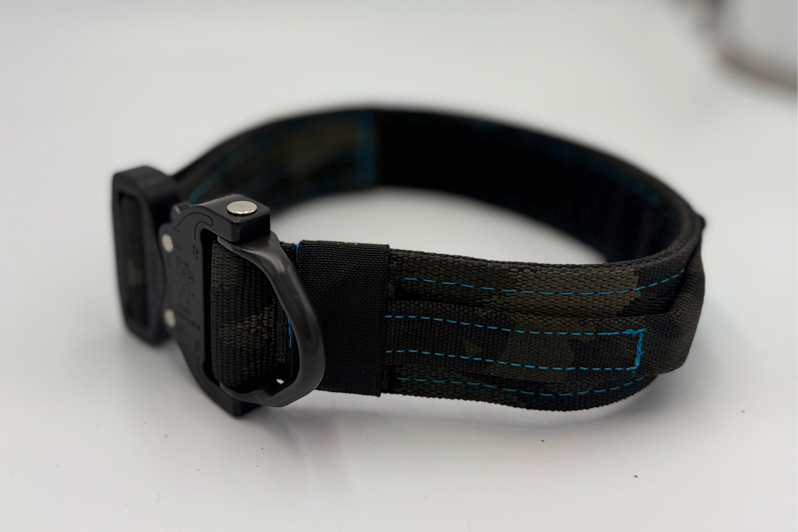 Titan Tactical Series dog collar with COBRA® buckle, control handle, and BioThane personalized tag – American Ruffneck Collars
