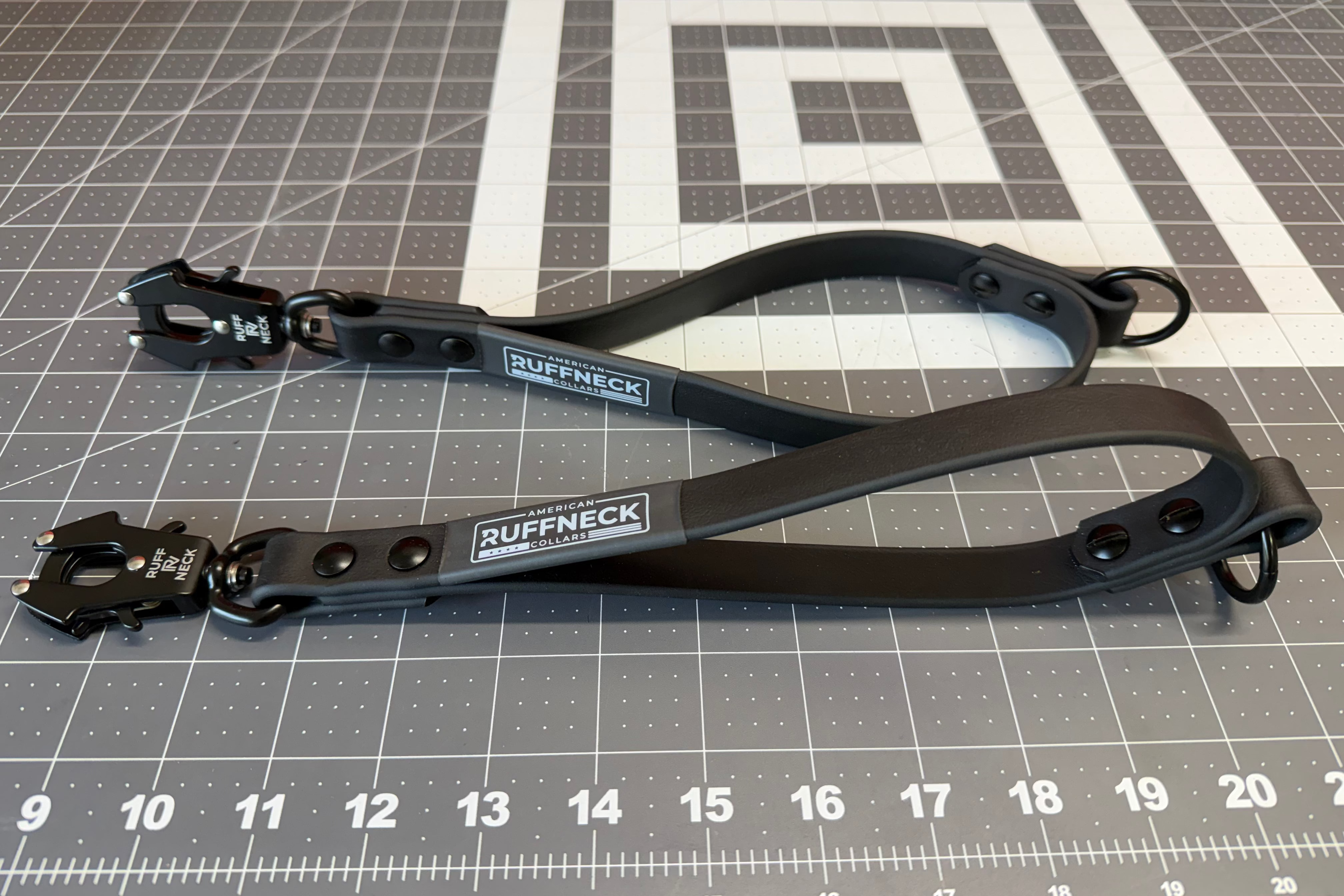 American Ruffneck Collars Close Quarters Control dog leash in black, showing durable nylon material and padded handle for secure control