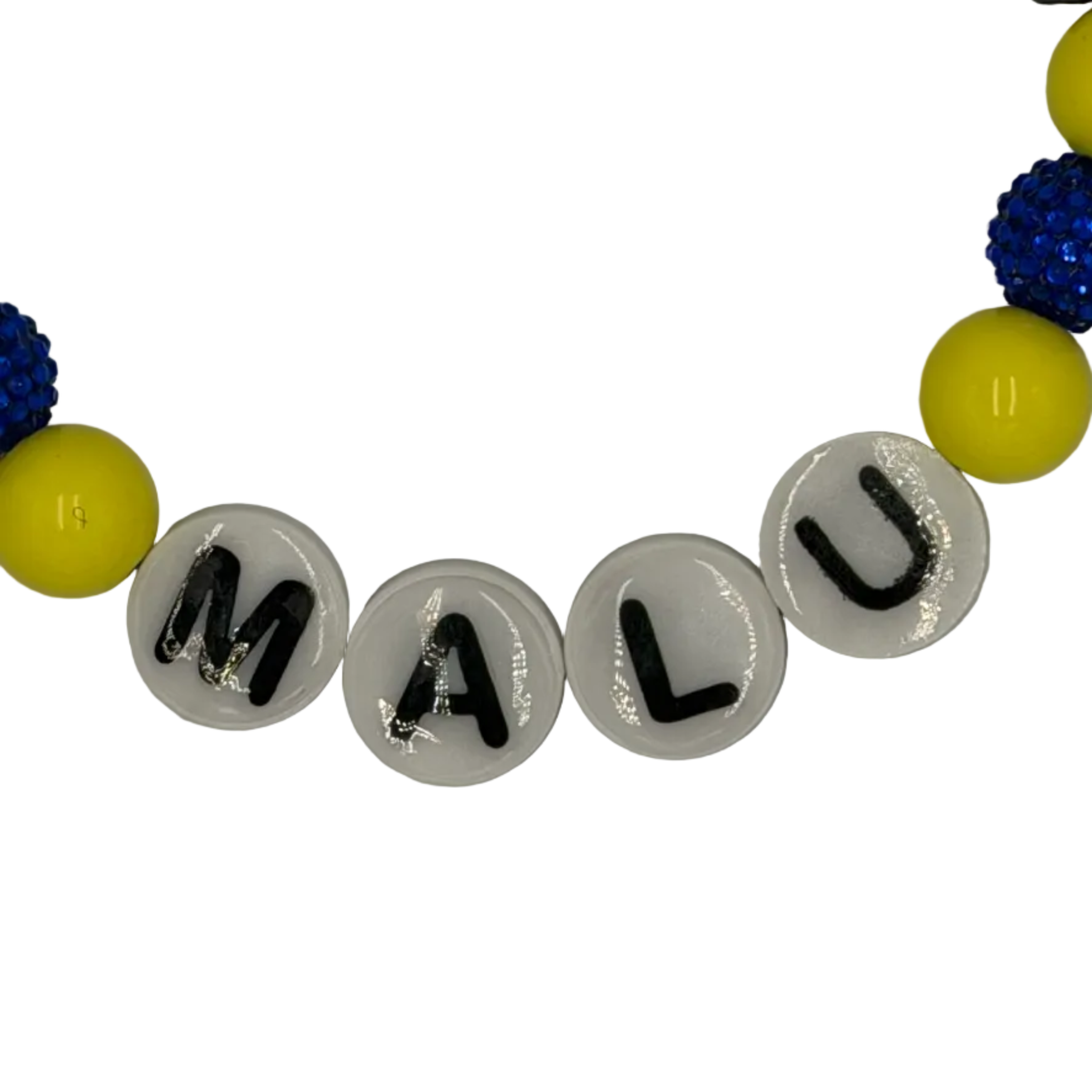 Beads with letters on a white background