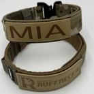 Titan Tactical Dog Collar featuring 1.5" Mil-Spec 4015 nylon webbing, a genuine AustriAlpin COBRA® buckle, RuffLock Retained Handle System, and the exclusive RuffTag Personalized BioThane Identification System. Handmade in the USA by American Ruffneck Collars. Featuring both ehe sewn on, permanent Biothane tag as well as the Biothane hook and loop removable patch that are offered with the RuffTag Personalized BioThane Identification System.