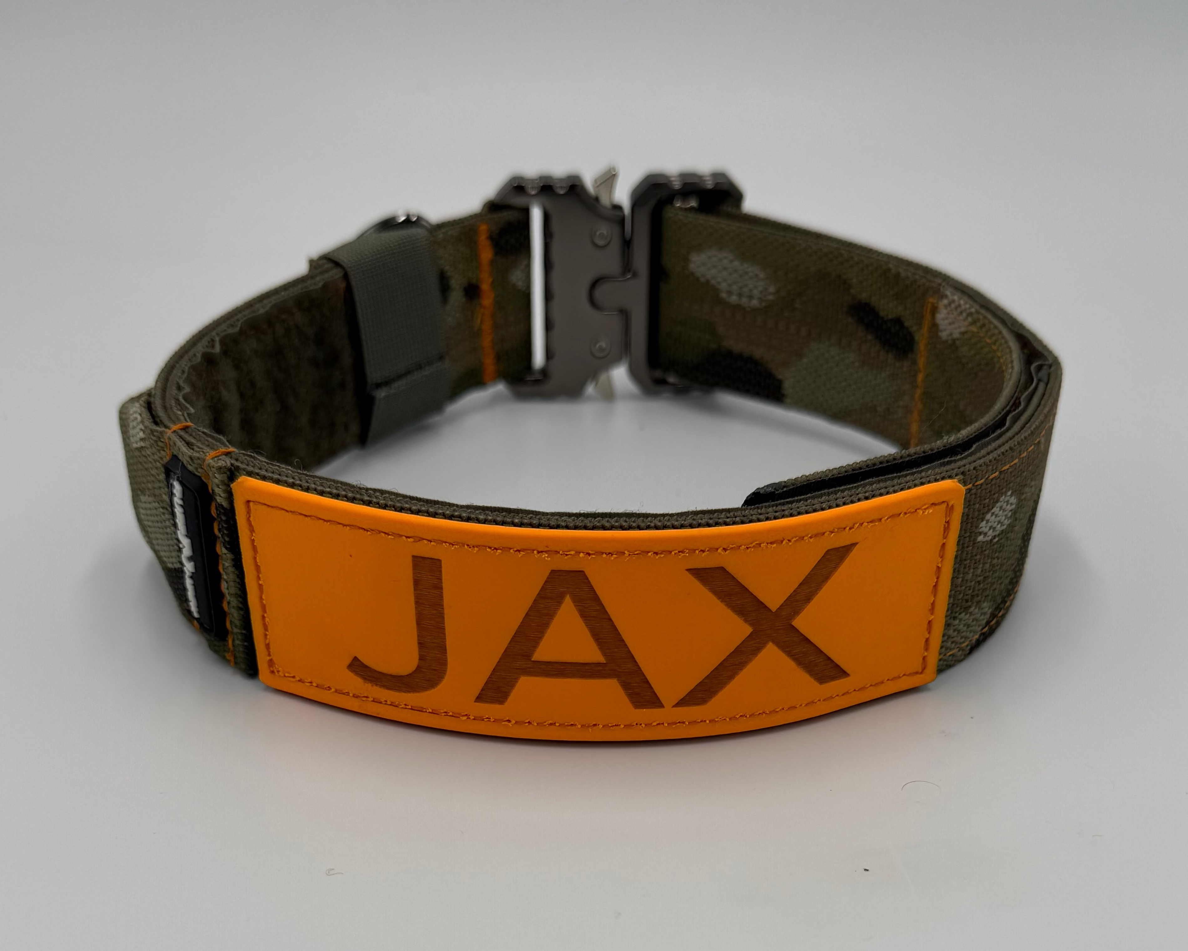 Titan Tactical Series dog collar with COBRA® buckle, control handle, and BioThane personalized tag – American Ruffneck Collars