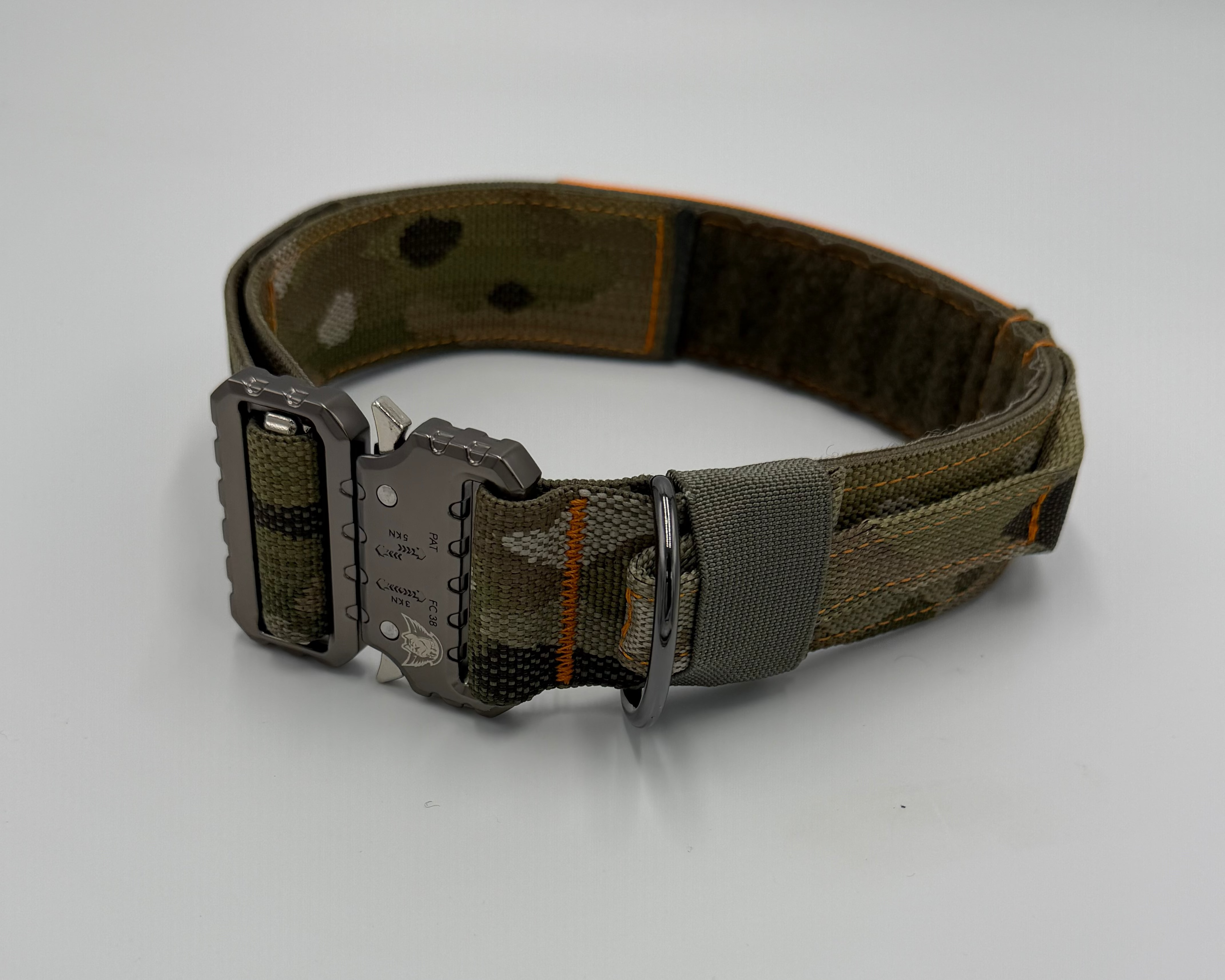 Titan Tactical Series dog collar with COBRA® buckle, control handle, and BioThane personalized tag – American Ruffneck Collars