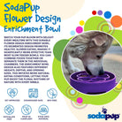 Pink flower design SodaPup EBOWL slow feeder bowl for dogs, featuring an enrichment flower pattern and durable construction.