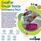 Pink flower design SodaPup eBowl slow feeder bowl for dogs with colorful flower pattern and floral enrichment features.