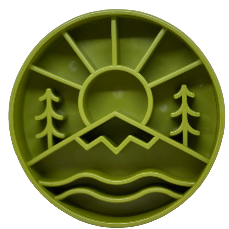 Orange SodaPup True Dogs EBOWL slow feeder dog bowl with Great Outdoors design, made for enrichment and slowing eating.