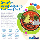 SodaPup True Dogs EBowl dog enrichment slow feeder bowl with Great Outdoors design in vibrant orange, made for dogs.
