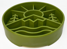 SodaPup Great Outdoors Design eBowl for dogs, orange enrichment slow feeder bowl with outdoor-themed pattern.