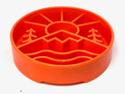 Orange SodaPup Great Outdoors Design EBOWL for dogs, enrichment slow feeder bowl with nature-inspired pattern.