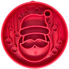 Red Santa design SodaPup EBOWL slow feeder dog bowl with festive Santa graphics for enrichment and interactive feeding.