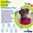 Red Santa design SodaPup eBowl for dogs, an enrichment slow feeder bowl with festive holiday theme.