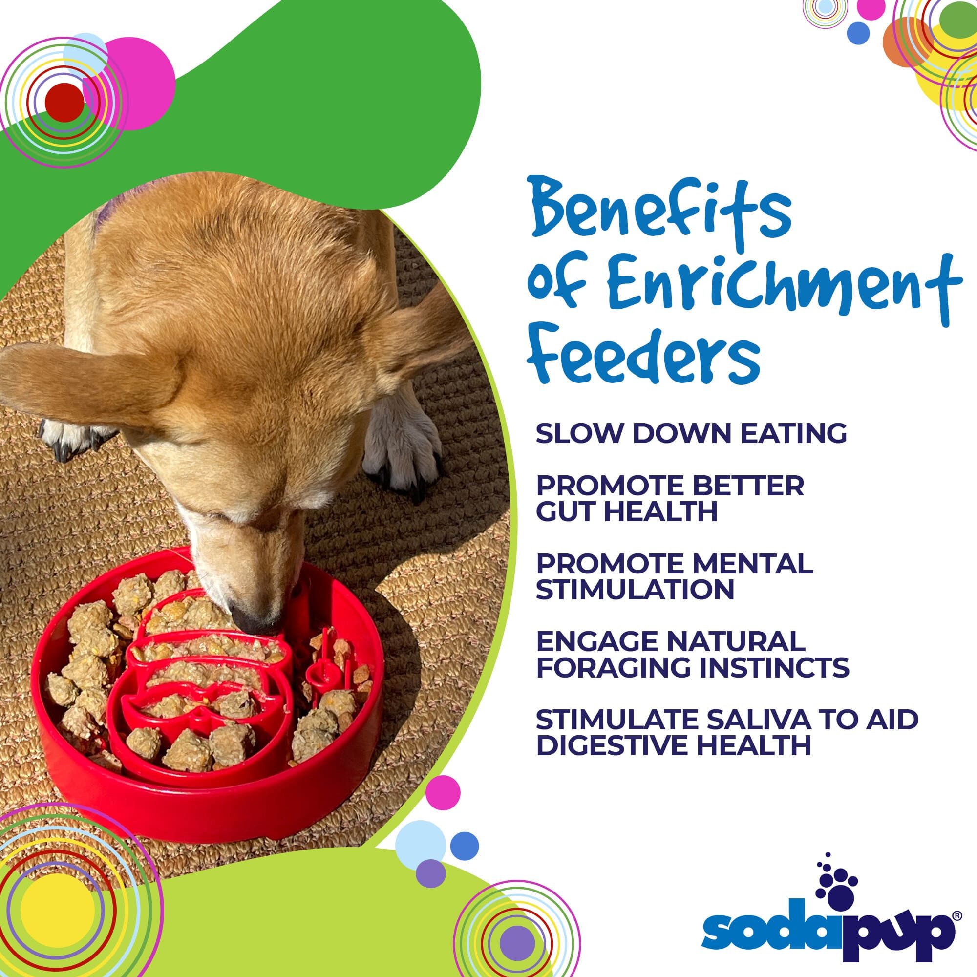 Red Santa design SodaPup eBowl for dogs, enrichment slow feeder bowl with festive holiday theme.