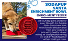 Red Santa design SodaPup EBOWL slow feeder bowl for dogs with festive holiday theme and engaging enrichment features.