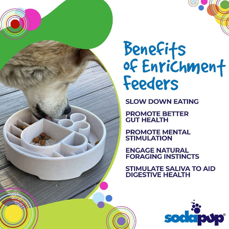 Speckled Java Design SodaPup eBowl for dogs, an enrichment slow feeder bowl with a textured surface for interactive feeding.