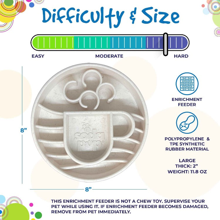 Java Design eBowl by SodaPup: Speckled dog enrichment slow feeder bowl with textured surface for slow eating.