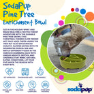 Green SodaPup EBOWL with pine tree design, a slow feeder dog bowl made for enrichment and interactive feeding.