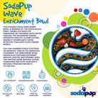 Blue Wave Design SodaPup EBOWL slow feeder dog bowl with wave pattern, ideal for enrichment and slowing down eating.