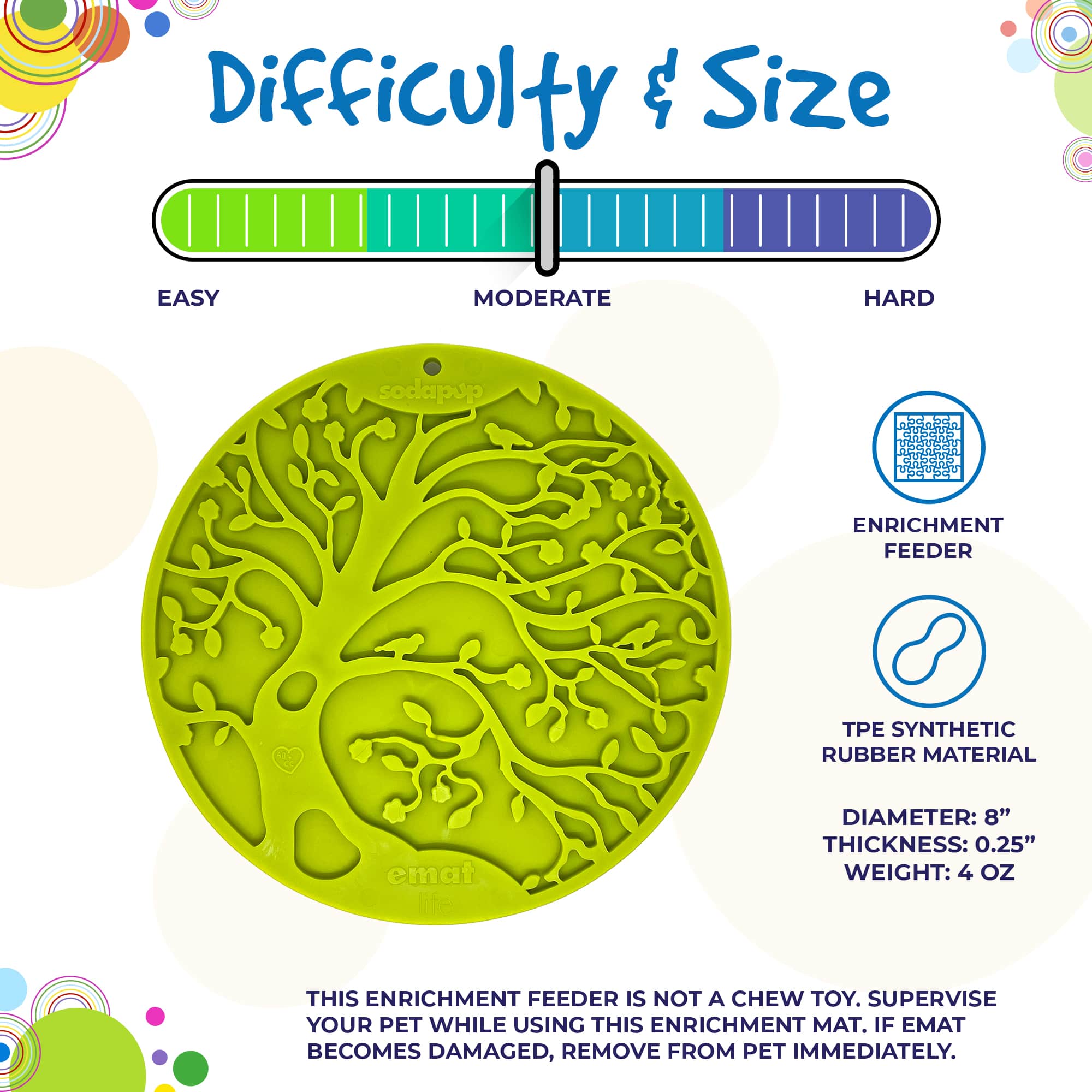 Green Tree of Life design SodaPup EMAT enrichment lick mat with suction cups for dogs, featuring a detailed pattern for interactive fun.