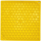 Large yellow Honeycomb Design EMAT Enrichment Lick Mat by SodaPup/True Dogs, LLC, featuring textured honeycomb surface for enrichment.