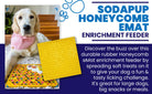 Large yellow Honeycomb Design EMAT Enrichment Lick Mat by SodaPup/True Dogs, LLC, featuring a honeycomb pattern for pet enrichment.