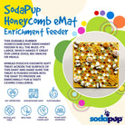 Large yellow Honeycomb Design EMAT Enrichment Lick Mat by SodaPup/True Dogs, LLC, featuring textured honeycomb surface for mental stimulation.