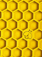 Large yellow SodaPup EMAT honeycomb design enrichment lick mat for dogs, made by True Dogs, LLC.
