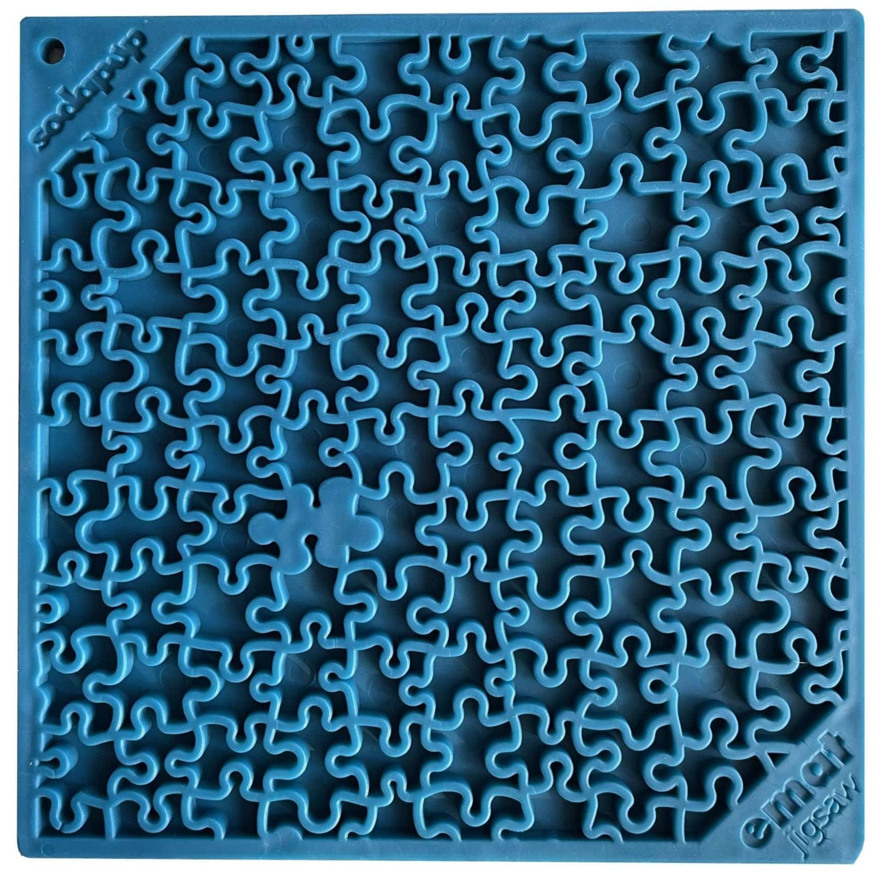 Blue SodaPup True Dogs EMAT Jigsaw Design enrichment lick mat with puzzle pattern for dogs.