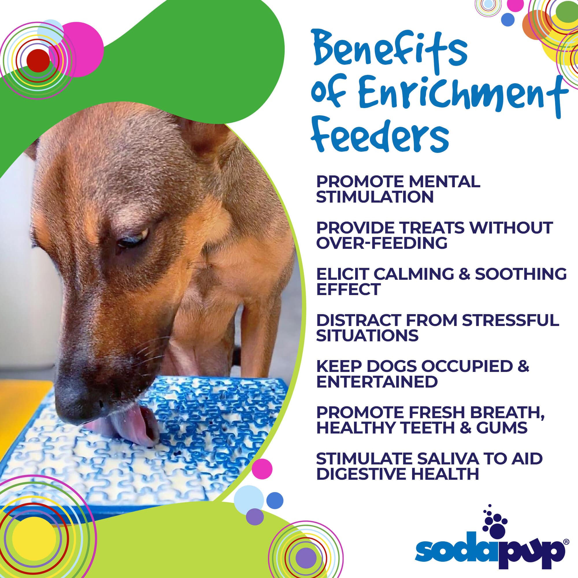 Blue Jigsaw Design eMat from SodaPup/True Dogs LLC, an enrichment lick mat with a puzzle pattern for dogs.
