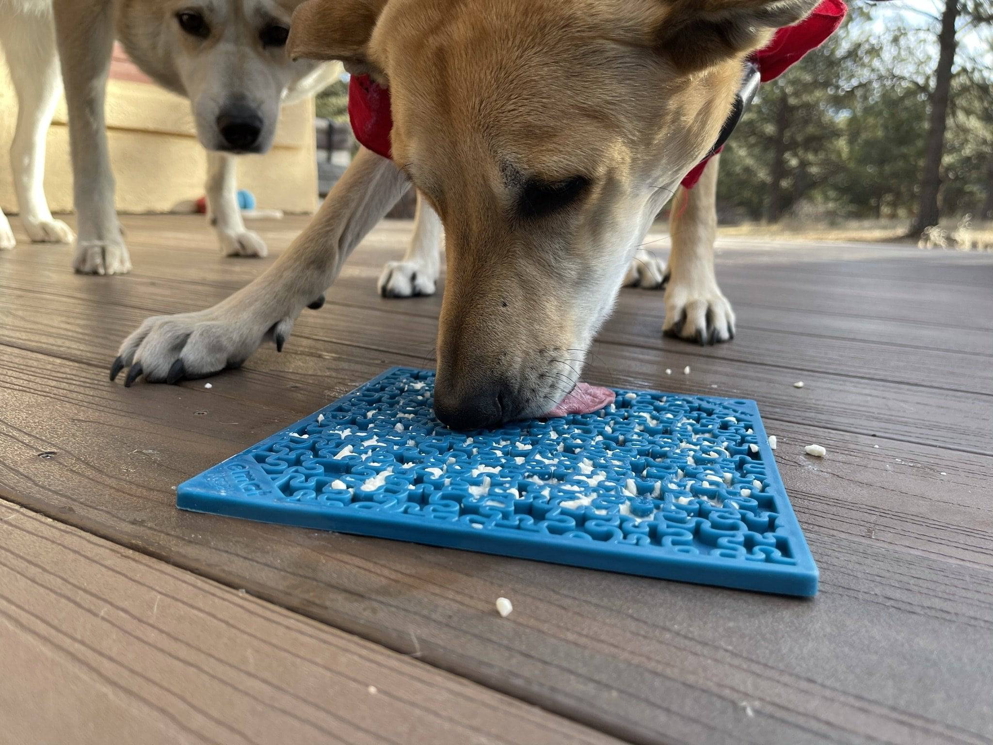 Blue SodaPup True Dogs EMAT Jigsaw Design enrichment lick mat with puzzle pattern for interactive dog play and mental stimulation.