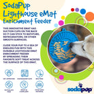 Sea foam blue Lighthouse eMat Enrichment Lick Mat with suction cups by SodaPup/True Dogs, featuring a lighthouse design for dog enrichment.