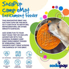 Orange SodaPup Camp eMat Enrichment Lick Mat for dogs, flexible silicone mat with textured surface for mental stimulation.