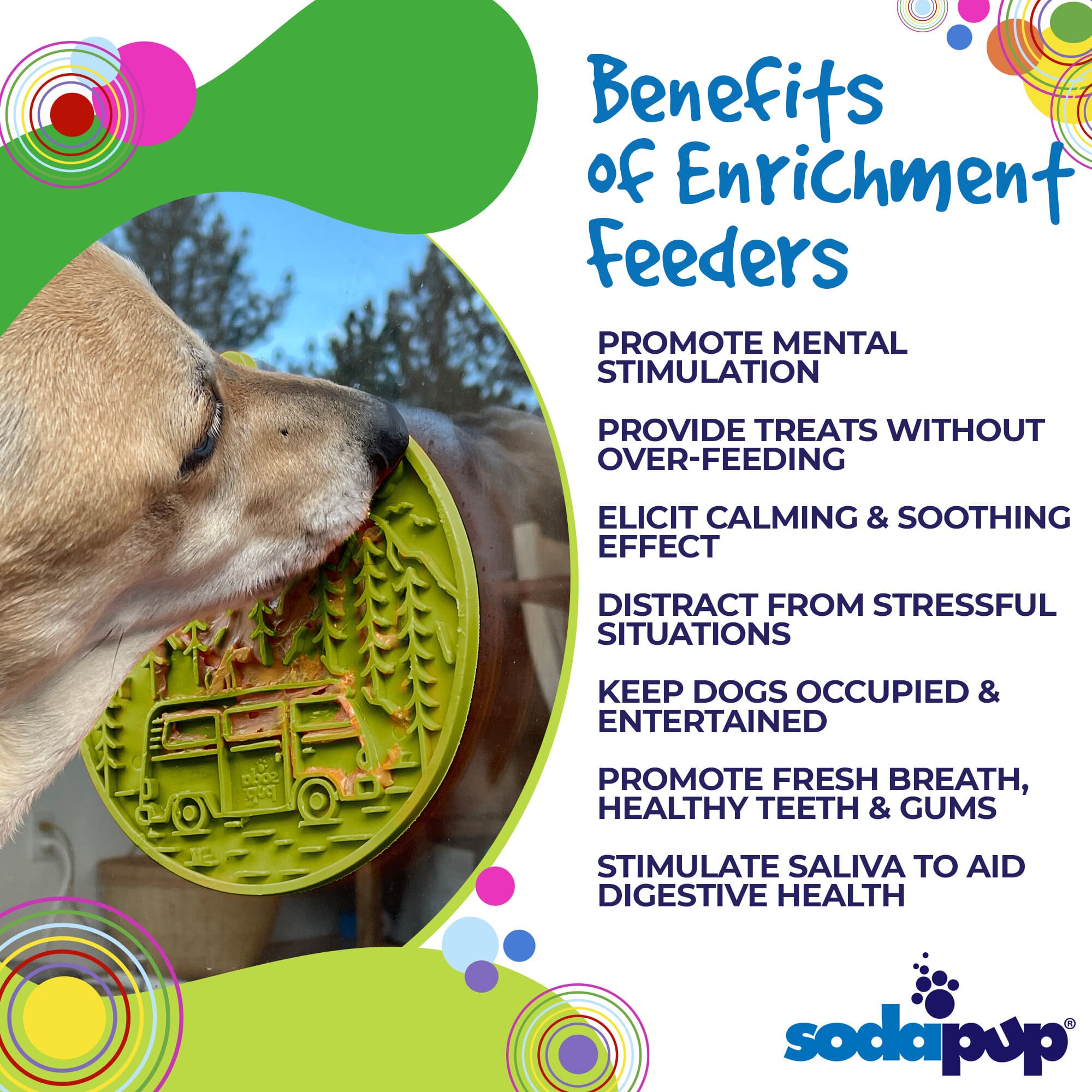 Orange Camp eMat Enrichment Lick Mat by SodaPup, designed for dogs to promote mental stimulation and enrichment.