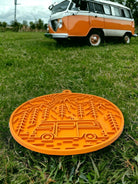 Orange Camp eMat Enrichment Lick Mat by SodaPup, durable silicone lick mat for dogs' mental stimulation and enrichment.