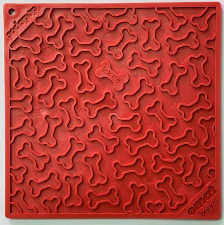 Purple Bones Design eMat Enrichment Lick Mat by SodaPup for dogs, featuring a textured surface for interactive licking fun.